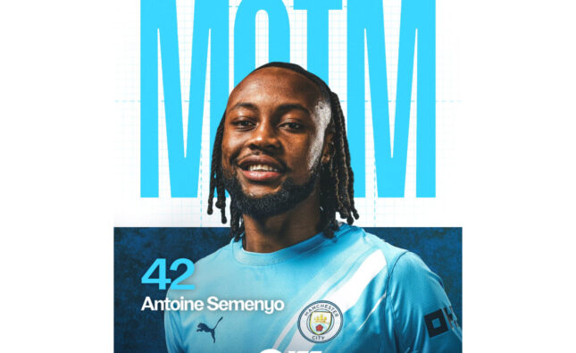Semenyo shines, wins Man of the Match on Man City debut